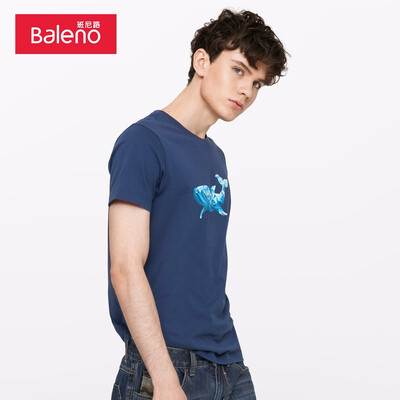 

Baleno T-shirt male 2019 summer cotton printed short-sleeved shirt loose bottoming shirt male 88902286 02B S