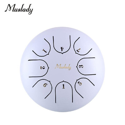 

Muslady 6 Inch Mini Steel Tongue Drum C Key 8 Tones Percussion Instrument Hand Pan Drum with Drum Mallets Carry Bag