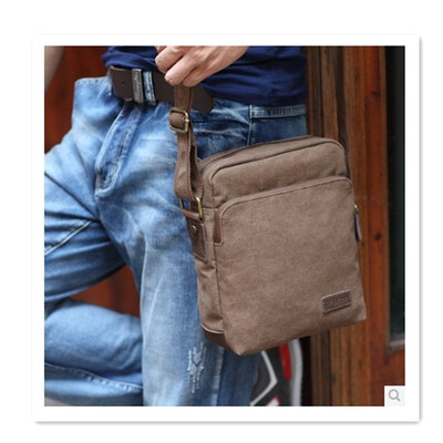 

Mens canvas bag fashion mens zipper bag high quality Messenger bag khaki bag mens bag