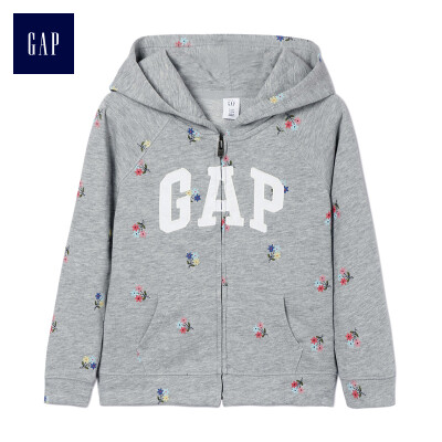 

GAP flagship store female&young children hooded sweater childrens clothing 418718 gray bottom flower 3YRS