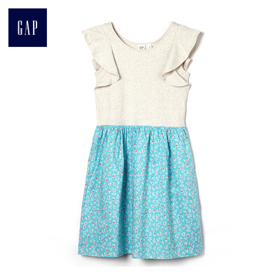 

GAP flagship store girls comfortable soft butterfly sleeve dress 308531 bright malachite green