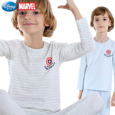 

Disney childrens underwear set autumn&winter cotton baby warm autumn clothes long pants boys Marvel two-piece pajamas HM96013 blue 140