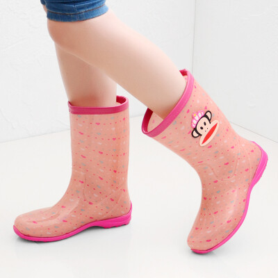 

PaulFrank big mouth monkey in the tube fashion color waterproof rubber rain boots PF1013 pink love 36