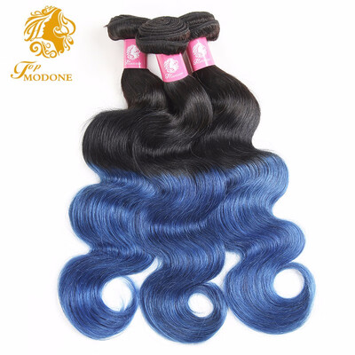 

Gradient T1B blue Brazilian human hair wig long curly hair
