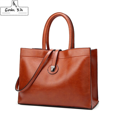 

Luxury Brands Bags Womens leather Handbags Large Capacity Retro Vintage Hand Top-Handle Bags Solid Tote Sac Shoulder