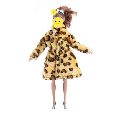 

Fashion Clothes for Doll Leopard-printed Plush Coat Doll Clothes Accessory for Kids Toy Present