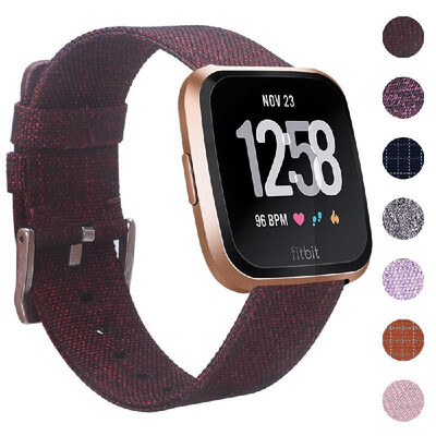 

SDFB-002 Watch Band Fitbit Strap Canvas Plaid Wrist Strap Replacement Wristband for Fitbit Versa Fitness Smart Watch