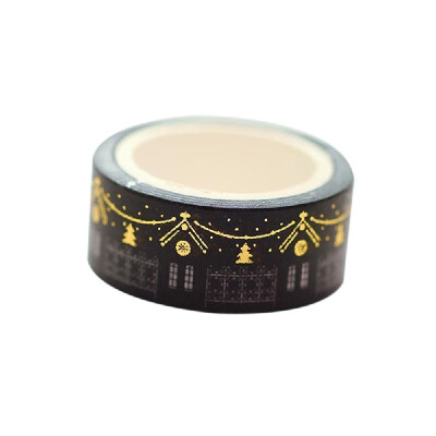 

15mm5m Gold FoilSilver Foil Printed Patterns Washi Tape Sticky Adhesive Paper Masking Tapes for Scrapbooking DIY Decoration Gift