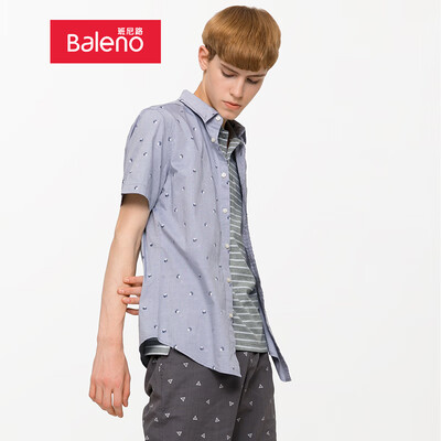 

Baleno shirt male 2019 spring&summer trend casual fashion oxford printing short-sleeved shirt male 88804001 01Z