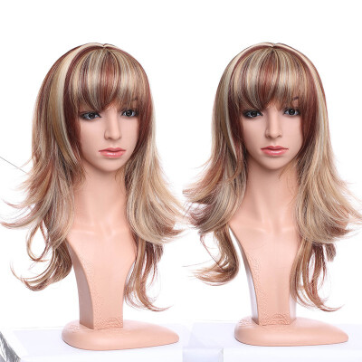 

Long Curly Synthetic Wig with Bangs Hair Wigs Heat Resistant Full Wig Full Head for Women