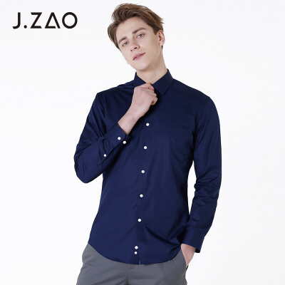 

Beijing Tokyo made JZAO mens business casual shirt machine wash free ironing blue 42 180100B