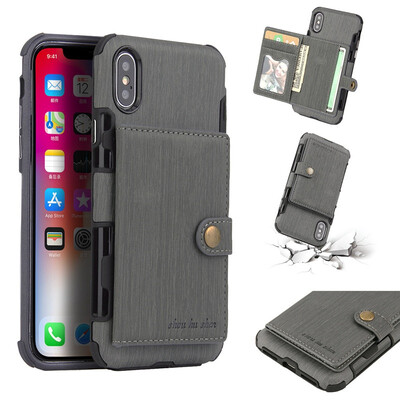 

Anti shock Protection cover for iPhone X Card Slot Phone Case 7 Pocket Luxury Wallet Mobile For iPhone 8 6 6s 7 Plus Shockproof
