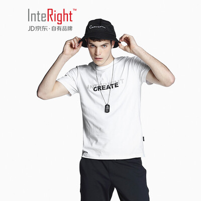 

INTERIGHT mens T-shirt round neck cotton letter printing casual short-sleeved hemp purple XXL code