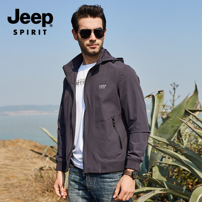 

JEEP Jeep Jacket Mens Spring&Autumn 2019 New Detachable Hooded Casual Mens Thin Jacket Top Mens JPL2679 Gray 2XL