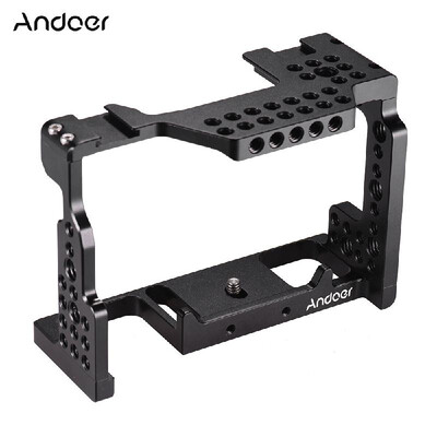 

Andoer Camera Cage Top Handle 15mm Rod Baseplate Kit Video Film Movie Making Stabilizer Aluminum Alloy with Cold Shoe Mount fo