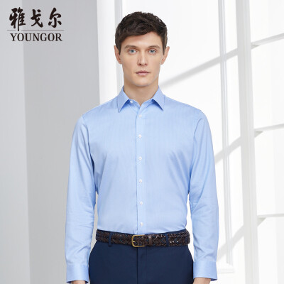 

Youngor shirt mens 2019 spring youth mens casual dress shirt YLDP12147HJY blue 40