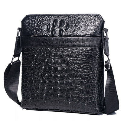 

Crocodile Pattern Messenger Bag Mens Genuine Leather shoulder for men leather fashion Small Flap male Crossbody Bags handbags