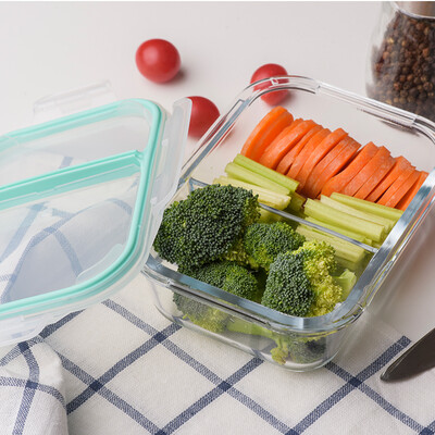 

Beijing made full separation sealed crisper heat-resistant glass storage box lunch box separated lunch box medium 640ml