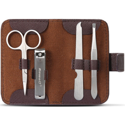 

Korea Kowell Han Kewei stainless steel nail clipper set anti-splash nail scissors personal care repair capacity combination 4 piece set KB408 dark brown