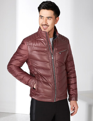 

Winter 2018 new men thick warm bright color simple collar down jacket