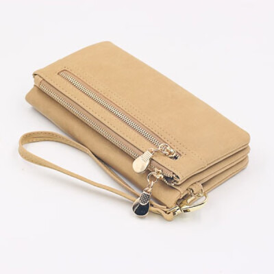 

NovelTeez Wallet female long frosted PU double zipper ladies wallet large capacity mobile phone bag