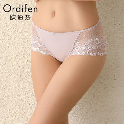 

Ou Difen underwear bra 2019 new ladies sexy lace low waist comfortable seamless boxer briefs XP9602 lavender