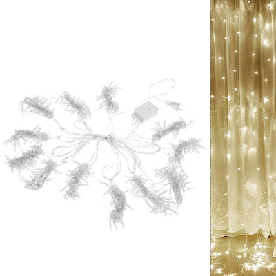 

3 × 3 Meters 300 LED Curtain Light 8 different Lighting Modes IP44 Water Resistance Warm White for Home Decoration Wedding Functio