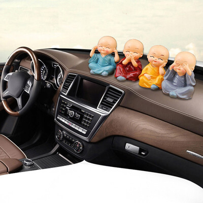 

1 set Cute Monks design Car Seat Ornament Home beautiful 4 poses Monk Small Decorative Dolls Car Interior Display Decoration