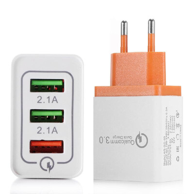 

Portable Travel Home Universal 3-Port USB Wall Charger QC30 Quick Charge Fast Charging USEU Plug Charger Adapter for Smartphones
