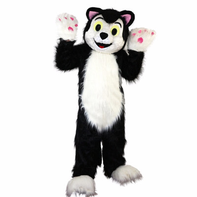 

LangtengBlack And White Dog Wolf Cat Mascot Costume Cartoon Cosplay Party Halloween Christmas Festival Performance