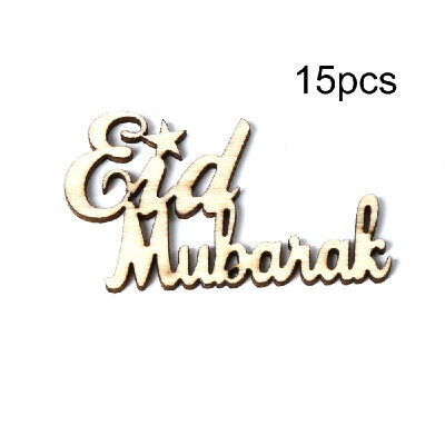 

15pcs Wooden Eid Mubarak Ramadan Party Supplies Ornament DIY Plaque Pendant Festival Home Decoration