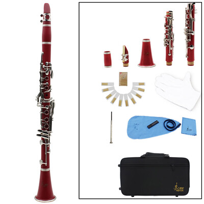 

Clarinet ABS 17 Key bB Flat Soprano Binocular Clarinet with Cleaning Cloth Gloves 10 Reeds Screwdriver Reed Case Woodwind Instrum