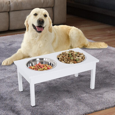 

23 Wooden Heavy Duty Dog Food Bowls - White
