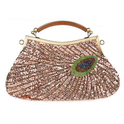 

Vintage Peacock Bead Ladies Handbags Elegant Evening Bag for Women Crossbody Bag for Party Wedding Dating