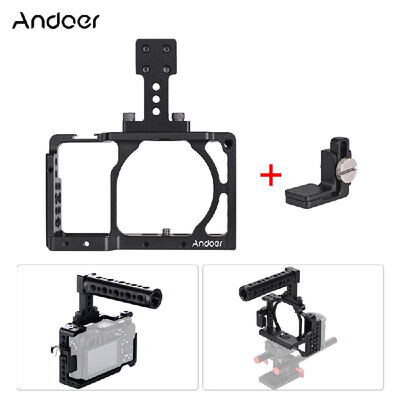 

Andoer Protective Aluminum Alloy Video Camera Cage Hand Grip Kit Film Making System with Cable Clamp for Sony A6000 A6300 A6500
