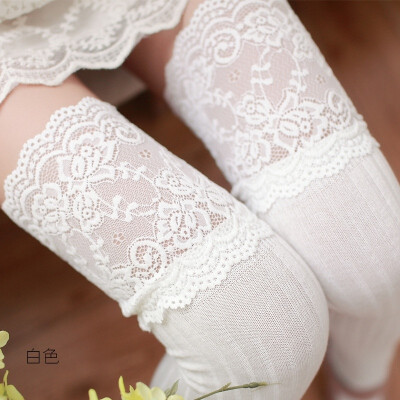 

Lace over knee socks Vertical top high tube cotton sole stockings Antiskid stockings