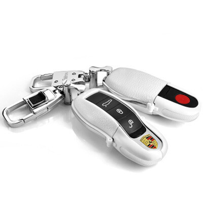 

Car Key Case Keychain For Porsche MacanCayennePanamera Plug-in Car Key Cover Shell Top Layer Leather Car Accessories
