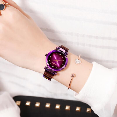 

Women Fashion Casual Starry Night Watch Lady Simple Alloy Mesh Band Quartz Wrist Watch