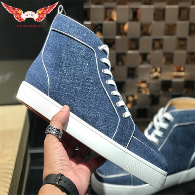 

Designer luxury mens women christian red bottom shoes fashion hightop suede with Spikes Loafers Rivets brand casual dress sneakers