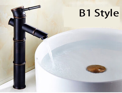 

Newly Euro Elegant Black Faucet Bamboo Style Faucet Bathroom Basin Mixer Deck Mounted Single Handle Water Taps