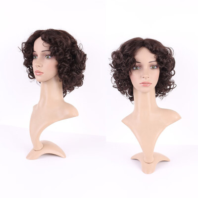 

Long Curly Synthetic Wig with Bangs Short Hair Wigs Heat Resistant Full Wig Full Head for Women