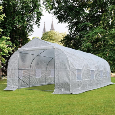 

20 x 10 x 7 Deluxe High Tunnel Walk-In Garden Greenhouse Kit - White