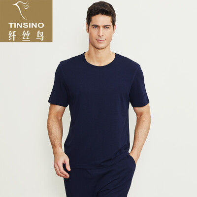 

Filament bird TINSINO mens half-sleeved shirt refreshing bamboo cotton series spring&summer round neck skin-friendly breathable T-shirt single-loaded blue  175100