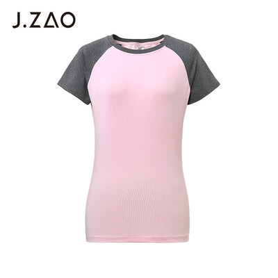 

JZAO Womens Sports Colorblock Short Sleeve T-Shirt Pink