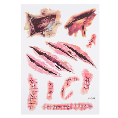 

Temporary Tattoo Sticker Scars Terror Halloween Flowers Pattern Eyes Face Stickers Makeup Stage