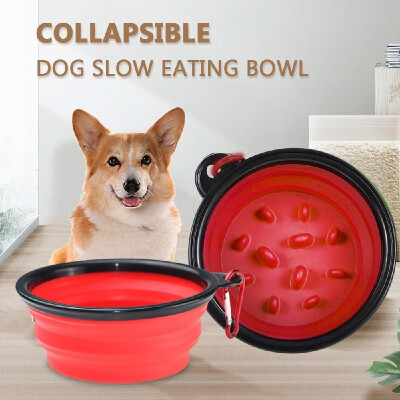 

Pet Slow Eating Bowl Foldable Dog Feeder Eco-Friendly Durable Non-Toxic Preventing Choking Healthy Dish Pet Supplies-Large Size