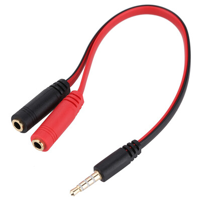 

35mm Stereo Audio Male to 2 Female Y Splitter Mic Earphone Headphone Headset Jack Adapter Cable for Smartphone Tablet PC