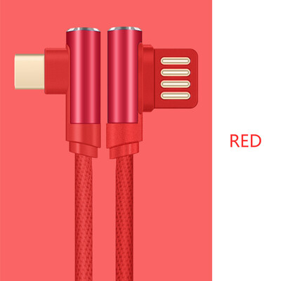 

90 Degree USB Cable For P20 Charging Cable For Huawei Xiaomi Data Cable For Samsung S9 Type C USB Charger Nylon Braid