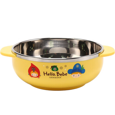 

Lock & Lock Block & LOCK HelloBeBe Childrens Bowl Imported Stainless Steel Cutlery Cartoon Soup Bowl Baby Rice Bowl Double Ear Bowl 400ml LBB489