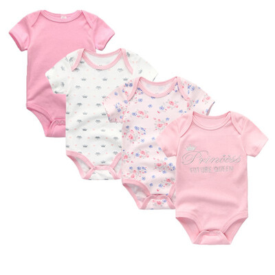 

4PCSLot Baby Clothing Sets Baby Girls Clothes Rpmpers Newborn 0-12M 100Cotton Print Short Sleeve Baby Boys Clothes Bodysuits